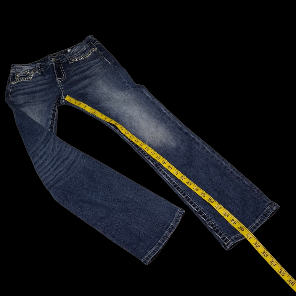 Miss Me Easy Straight Embellished Mid-Rise Blue Jeans Women Size 28 - Picture 13 of 16